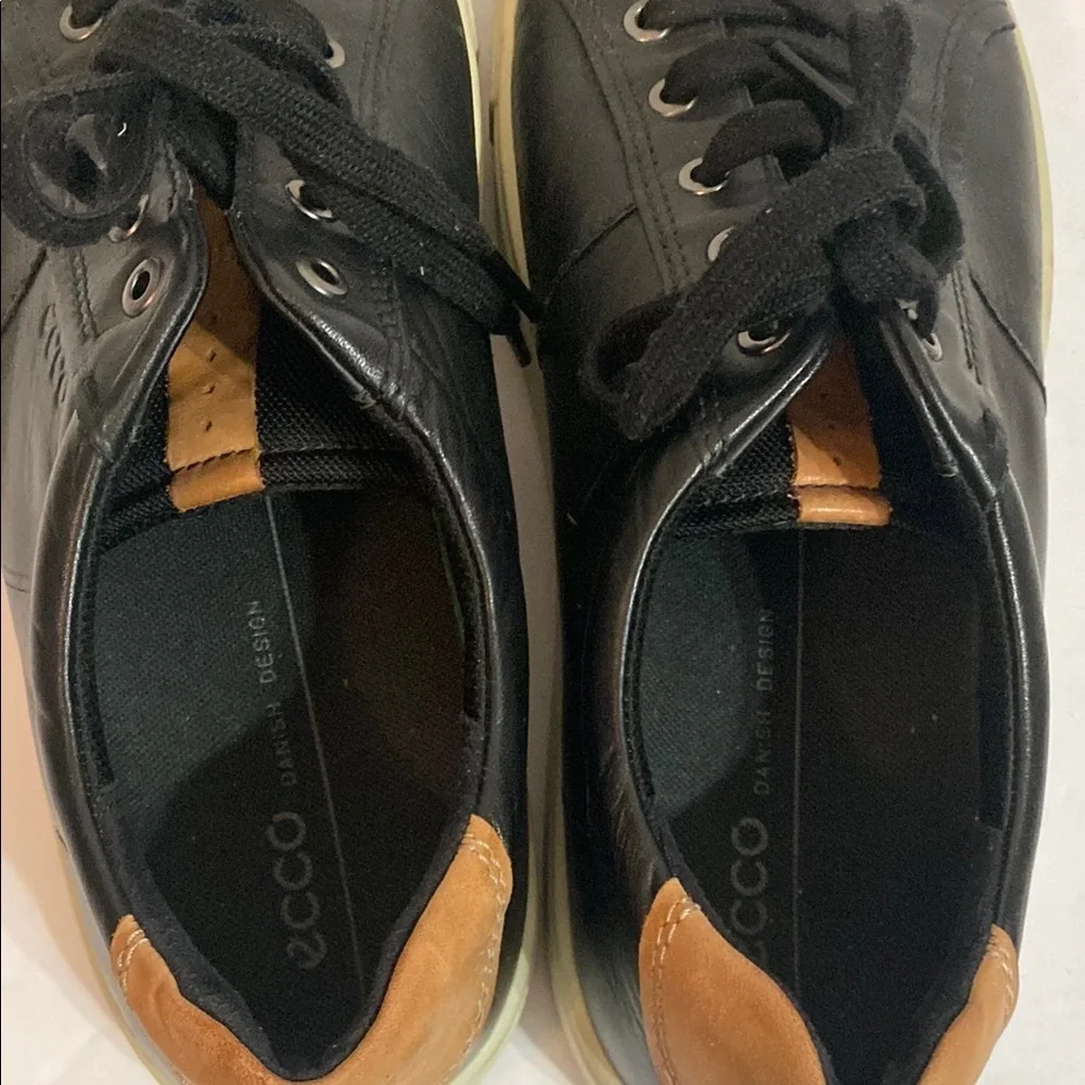Ecco Soft Black Leather Sneaker Oxfords Shoes Lace Up Sz 45/11